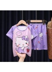 Doraemon Kids Pajamas Tops Pant Summer Cartoon Sleepwear Set Boys Girls Baby Clothes Pajamas Short Sleeve T-shirt Pajamas Suit