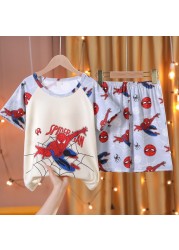 Doraemon Kids Pajamas Tops Pant Summer Cartoon Sleepwear Set Boys Girls Baby Clothes Pajamas Short Sleeve T-shirt Pajamas Suit