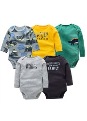 3/4/5pcs Baby Spring Autumn Outerwear Long Sleeve 100% Cotton Boys Girls Clothes Newborn 0-24 Months Clothes