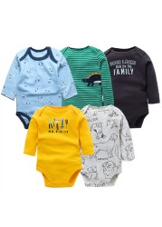 3/4/5pcs Baby Spring Autumn Outerwear Long Sleeve 100% Cotton Boys Girls Clothes Newborn 0-24 Months Clothes