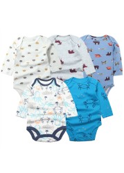 3/4/5pcs Baby Spring Autumn Outerwear Long Sleeve 100% Cotton Boys Girls Clothes Newborn 0-24 Months Clothes