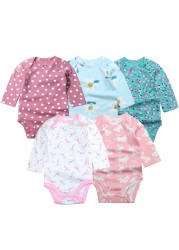 3/4/5pcs Baby Spring Autumn Outerwear Long Sleeve 100% Cotton Boys Girls Clothes Newborn 0-24 Months Clothes