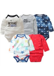 3/4/5pcs Baby Spring Autumn Outerwear Long Sleeve 100% Cotton Boys Girls Clothes Newborn 0-24 Months Clothes