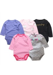 3/4/5pcs Baby Spring Autumn Outerwear Long Sleeve 100% Cotton Boys Girls Clothes Newborn 0-24 Months Clothes