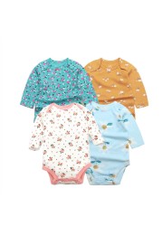 3/4/5pcs Baby Spring Autumn Outerwear Long Sleeve 100% Cotton Boys Girls Clothes Newborn 0-24 Months Clothes