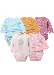 3/4/5pcs Baby Spring Autumn Outerwear Long Sleeve 100% Cotton Boys Girls Clothes Newborn 0-24 Months Clothes