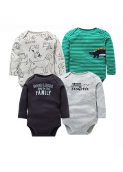 3/4/5pcs Baby Spring Autumn Outerwear Long Sleeve 100% Cotton Boys Girls Clothes Newborn 0-24 Months Clothes