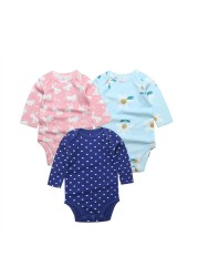 3/4/5pcs Baby Spring Autumn Outerwear Long Sleeve 100% Cotton Boys Girls Clothes Newborn 0-24 Months Clothes