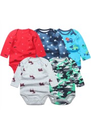 3/4/5pcs Baby Spring Autumn Outerwear Long Sleeve 100% Cotton Boys Girls Clothes Newborn 0-24 Months Clothes