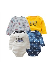 3/4/5pcs Baby Spring Autumn Outerwear Long Sleeve 100% Cotton Boys Girls Clothes Newborn 0-24 Months Clothes