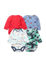 3/4/5pcs Baby Spring Autumn Outerwear Long Sleeve 100% Cotton Boys Girls Clothes Newborn 0-24 Months Clothes