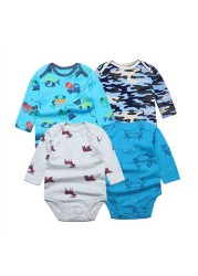 3/4/5pcs Baby Spring Autumn Outerwear Long Sleeve 100% Cotton Boys Girls Clothes Newborn 0-24 Months Clothes