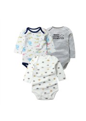 3/4/5pcs Baby Spring Autumn Outerwear Long Sleeve 100% Cotton Boys Girls Clothes Newborn 0-24 Months Clothes