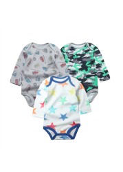 3/4/5pcs Baby Spring Autumn Outerwear Long Sleeve 100% Cotton Boys Girls Clothes Newborn 0-24 Months Clothes