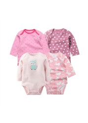 3/4/5pcs Baby Spring Autumn Outerwear Long Sleeve 100% Cotton Boys Girls Clothes Newborn 0-24 Months Clothes