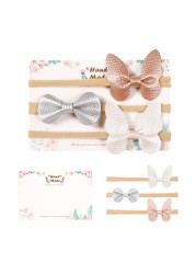 3pcs/lot Cute Bow Baby Headband for Girl Nylon Head Bands Turban Newborn Hair Bands for Kids Baby Hair Accessories