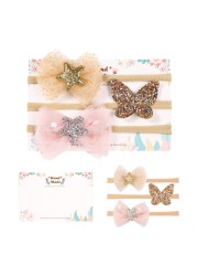 3pcs/lot Cute Bow Baby Headband for Girl Nylon Head Bands Turban Newborn Hair Bands for Kids Baby Hair Accessories