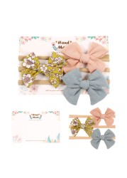 3pcs/lot Cute Bow Baby Headband for Girl Nylon Head Bands Turban Newborn Hair Bands for Kids Baby Hair Accessories