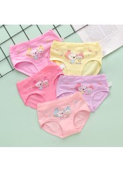 Girls Underwear Kids Panties Shorts Cartoon Cat Pattern 5 Pieces Set for Girls 4-12 Baby Boxer Briefs Youth Cotton Briefs