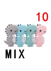 10pcs Silicone Baby Teething Dinosaur Silicone Nursing Teether Baby Teething Charcoal for Pacifier BPA Free Baby Goods