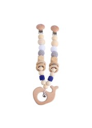 Baby Wooden Teether Nursing Molar Soother Teething Charm Stroller Clip Hanging Toy Pacifier Chain Pram Mobile Rattle