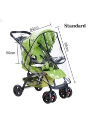 Stroller accessories waterproof rain cover transparent wind dust shield zipper open raincoat for baby stroller cover