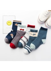 5pairs/lot Fashion Cartoon Car Pattern Cotton Kids Socks Baby Girls Socks 1-12 Years Socks for Boy Warm Breathable Miaoyoutong