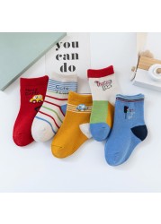 5pairs/lot Fashion Cartoon Car Pattern Cotton Kids Socks Baby Girls Socks 1-12 Years Socks for Boy Warm Breathable Miaoyoutong