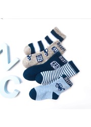 5pairs/lot Fashion Cartoon Car Pattern Cotton Kids Socks Baby Girls Socks 1-12 Years Socks for Boy Warm Breathable Miaoyoutong