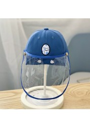 Baby Sun Hat Cotton Baby Anti-drops Shield Hat Visor Protection for 1-2Y Cartoon Bucket Hat Protective Cap with Full Face Shield