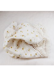 Cotton Muslin Swaddle Blankets for Newborns Tassel Receiving Blanket Newborn Baby Swaddle Wrap Infant Sleeping Bed Quilt Cover