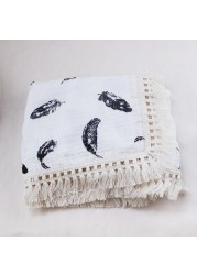 Cotton Muslin Swaddle Blankets for Newborns Tassel Receiving Blanket Newborn Baby Swaddle Wrap Infant Sleeping Bed Quilt Cover