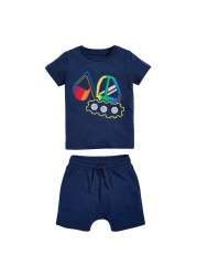 Little Maven Summer Children's Clothing Baby Excavator Print Clothing Set + Shorts 2-7 Years Kids Clothes