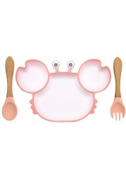 BOPOOBO Baby Dishes Silicone Suction Plate Cute Crab Children Feeding Plate Non-slip Baby Food Bowl Feeding for Kids