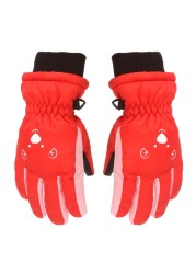 Children Skiing Cycling Gloves Kid Thick Warm Cute Bear Face Gloves