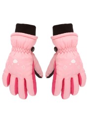 Children Skiing Cycling Gloves Kid Thick Warm Cute Bear Face Gloves