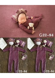 Newborn Photography Accessories, 0-1 Month, Boy and Girl Hat, Bodysuit, Photo Studio Outfits