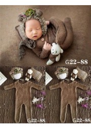 Newborn Photography Accessories, 0-1 Month, Boy and Girl Hat, Bodysuit, Photo Studio Outfits