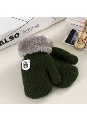 Boys Girls Knitted Gloves Full Finger Warm Rope Gloves Toddler Kids New Winter Set