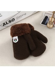 Boys Girls Knitted Gloves Full Finger Warm Rope Gloves Toddler Kids New Winter Set