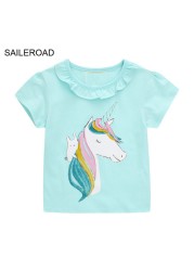 Seieroad Baby Girls 2-7 Years Animation Short Sleeve Cotton T-Shirt For Boys T Shirt Tops