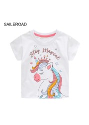 Seieroad Baby Girls 2-7 Years Animation Short Sleeve Cotton T-Shirt For Boys T Shirt Tops