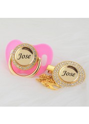 MIYOCAR Personalized Any Name Can Make Gold Bling Lollipop and Pacifier Clip BPA Free Doll Bling Unique Design P8