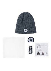 Unisex Outdoor Cycling Hiking LED Light Hat Knitted Winter Elastic Beanie Cap Hat With Lighting Christmas Gift For Friend