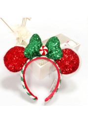 Original Disney Mickey Mouse Headband for Women Sequin Ears Costume Headband Cosplay Plush Adult Kids Headband