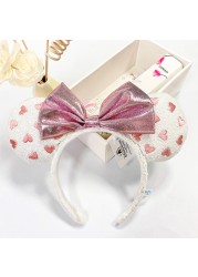 Original Disney Mickey Mouse Headband for Women Sequin Ears Costume Headband Cosplay Plush Adult Kids Headband