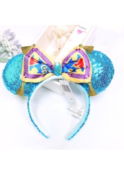 Original Disney Mickey Mouse Headband for Women Sequin Ears Costume Headband Cosplay Plush Adult Kids Headband
