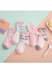 5pairs/lot Unicor Star Strip Cotton Knit Warm Children's Socks for Girls New Year Socks Kids Women's Short Socks Miaoyoutong