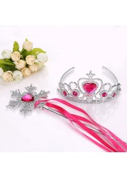 Frozen Girl Crown Sticker Elsa Magic Wand Rapunzel Accessory Princess Party Dress Up Birthday Gift For Kids Aurora