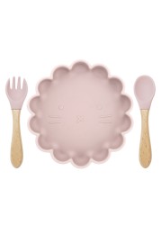 BPA Free Baby Cutlery Cute Lace Oval Cutlery Water Resistant Plates Spoon Fork Solid Color Special Offer